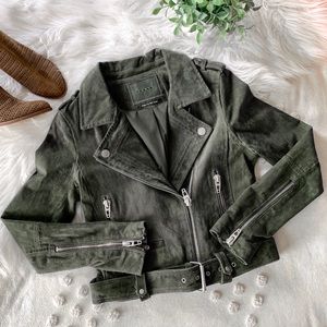 Blank NYC Olive Suede Moto Jacket